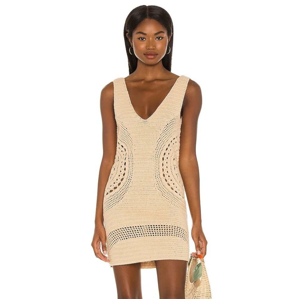 House of Harlow 1960 x REVOLVE Aylah Crochet Dress Almond - NWOT